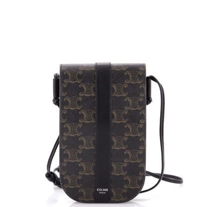 Celine Phone Pouch Crossbody Triomphe Coated Canvas With Leather