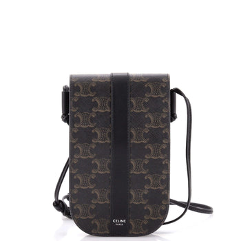 Celine Phone Pouch Crossbody Triomphe Coated Canvas With Leather