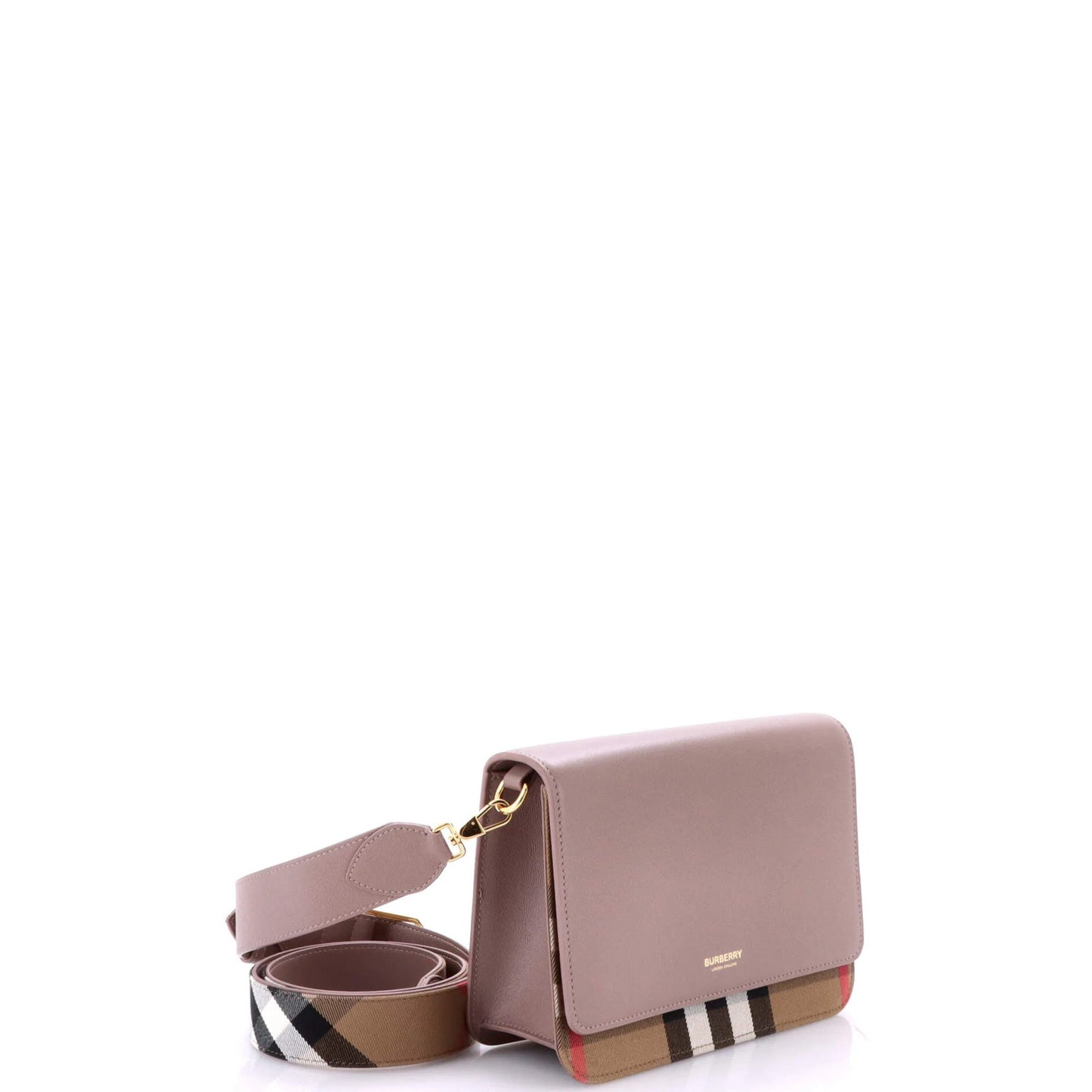 Burberry Mackford Shoulder Bag Leather And House Check Canvas Small