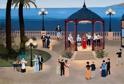 Fabienne Delacroix Giclee On Canvas "Outdoor Concert" Signed Limited Framed