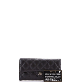 Chanel Cc Gusset Classic Flap Wallet Pixel Effect Quilted Calfskin Long