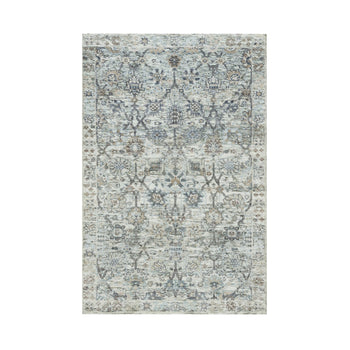 3'X5' Gardenia Ivory Silk And Wool Hand Knotted Tebraz Vase Design Rug