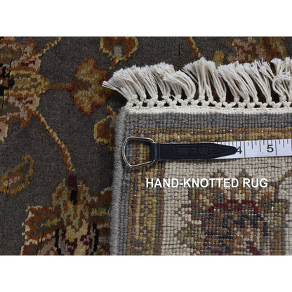 2'6"X20' Gray Rajasthan Design Wool And Silk Hand Knotted Xl Runner Rug