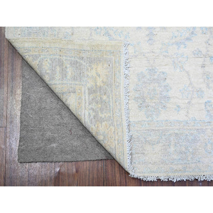 3'X4'9" Ivory, Organic Wool Hand Knotted, White Wash Peshawar, Rug