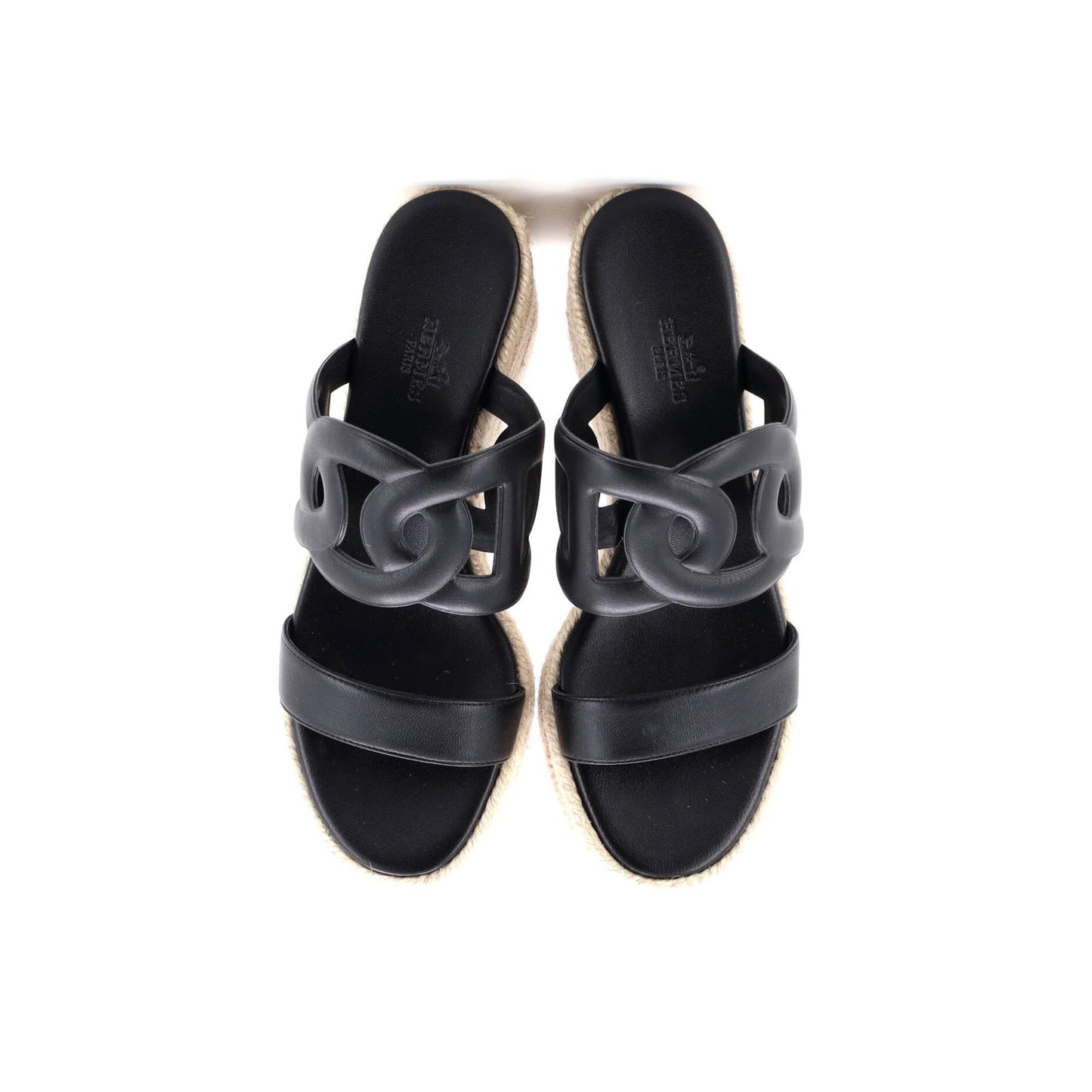 Hermes Women'S Epopee Espadrille Wedge Sandals Leather