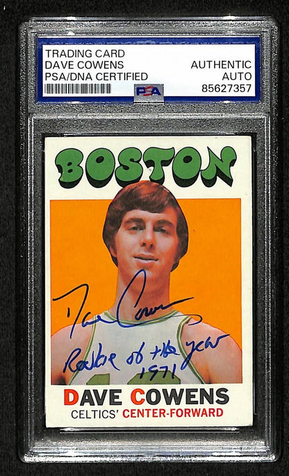 Dave Cowens Hof Signed/Inscribed 1971-72 Topps Rc #47 Celtics Psa/Dna 201491