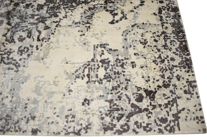 Distressed Brown & Cream Floral 5X8 Muted Hand-Loomed Modern Rug Wool Carpet