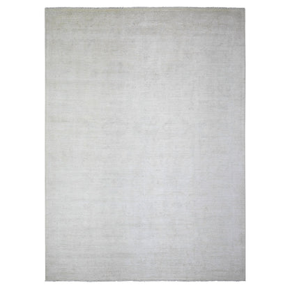 8'9"X11'9" Retro White Washed Out Peshawar Wool Hand Knotted Oriental Rug