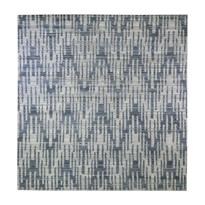 10'X10' Pure Silk And Textured Wool Square Zigzag With Graph Design Rug