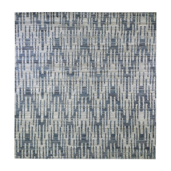10'X10' Pure Silk And Textured Wool Square Zigzag With Graph Design Rug