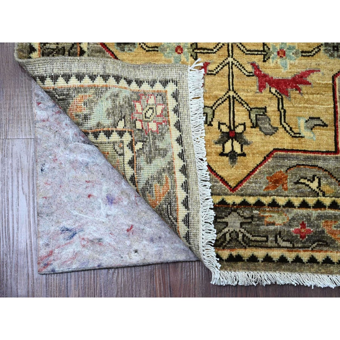 2'6"X5'9" Gray Caucasian Akstafa Design Pure Wool Hand Knotted Runner Rug