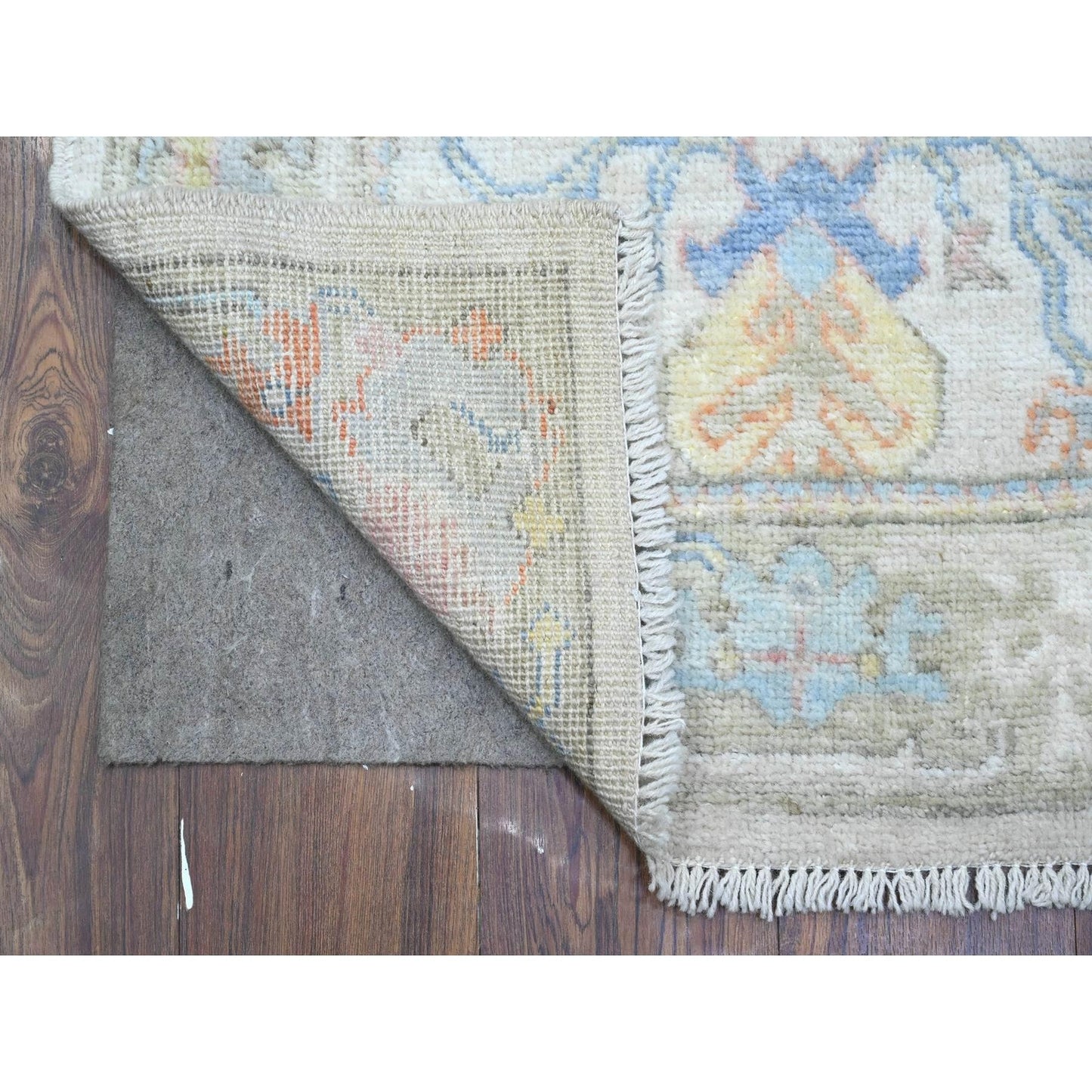 2'7"X15'9" White Smoke Gray Afghan Angora Oushak Xl Runner Oriental Rug
