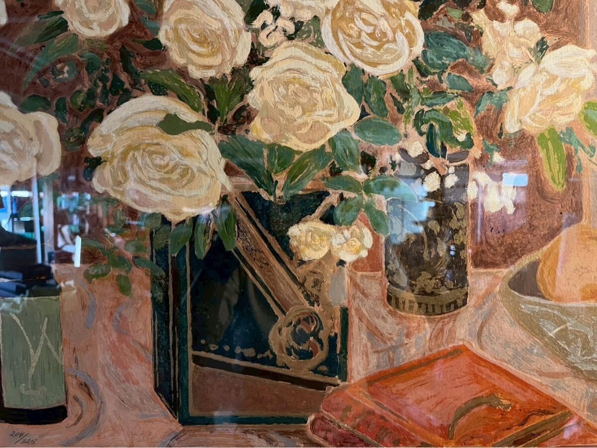 Ellen Gan Season Of Roses Ii Signed Silkscreen 204/325 Large Framed Still Life