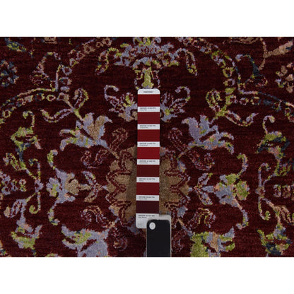 3'X5'1" Currant Red Floral Design Wool And Silk Hand Knotted Oriental Rug