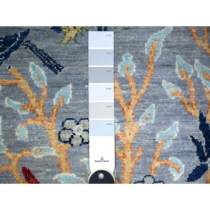 2'7"X7'8" Oxford Gray Afghan Peshawar Wool Hand Knotted Runner Rug