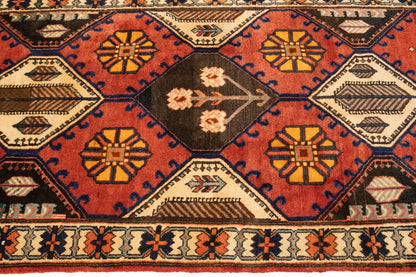 Handmade Vintage Rusty Red Oriental Runner Rug