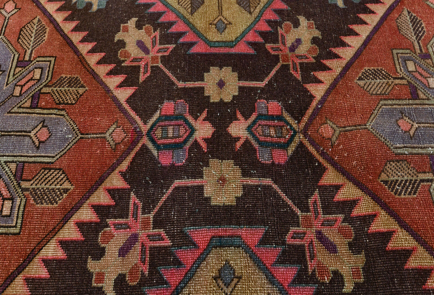 Semi-Antique Distressed Oriental Runner Rug Muted