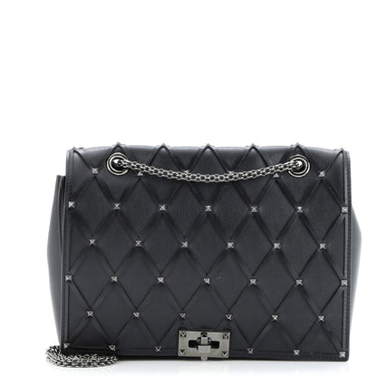 Valentino Garavani Rockstud Beehive Chain Flap Bag Quilted Leather Medium