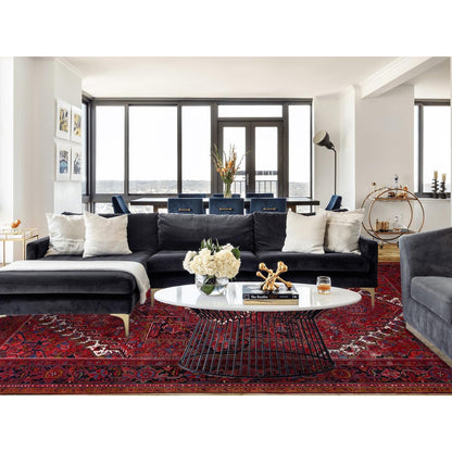 9'8"X12'3" Red Good Condition Organic Wool Semi Antique Oriental Rug