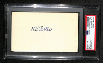 H.V. Porter Hof Signed 3X5 Index Card Coined