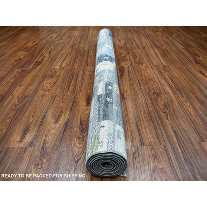 5'10"X9' Hand Knotted Wool Kashkuli Gabbeh Black Blue And Gray Rug