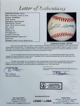 Ted Williams Autographed Official American League Baseball (Uda/Jsa)