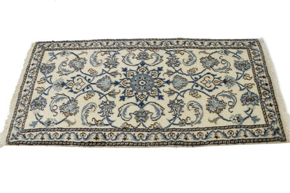 Handmade Nain Oriental Rug Small Wool Carpet