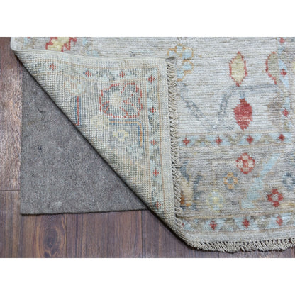 2'6"X14' Soft Velvety Wool Hand Knotted Gray Angora Oushak Runner Rug