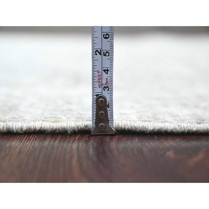 2'8"X16'1" Gray Washed Peshawar Leaf Design Hand Knotted Wool Runner Rug