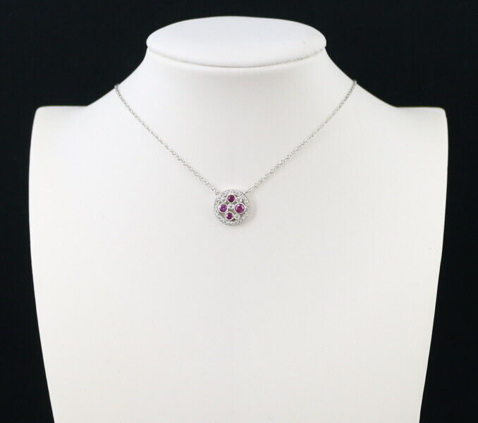 Tiffany&Co. Necklace Pink Sapphire Diamond Cobblestone 950 Platinum