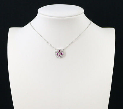 Tiffany&Co. Necklace Pink Sapphire Diamond Cobblestone 950 Platinum