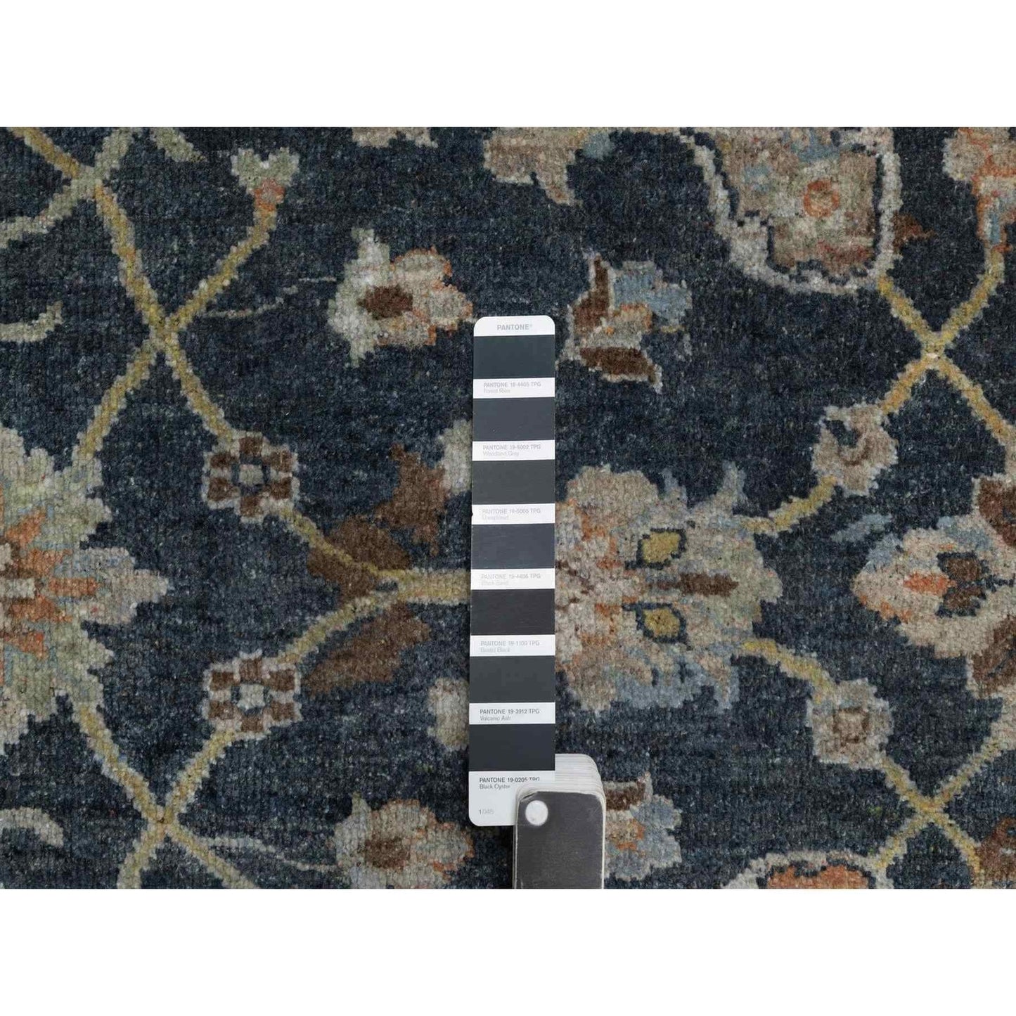 2'X3' Midnight Blue Broken Oushak Design Pure Wool Hand Knotted Mat Rug