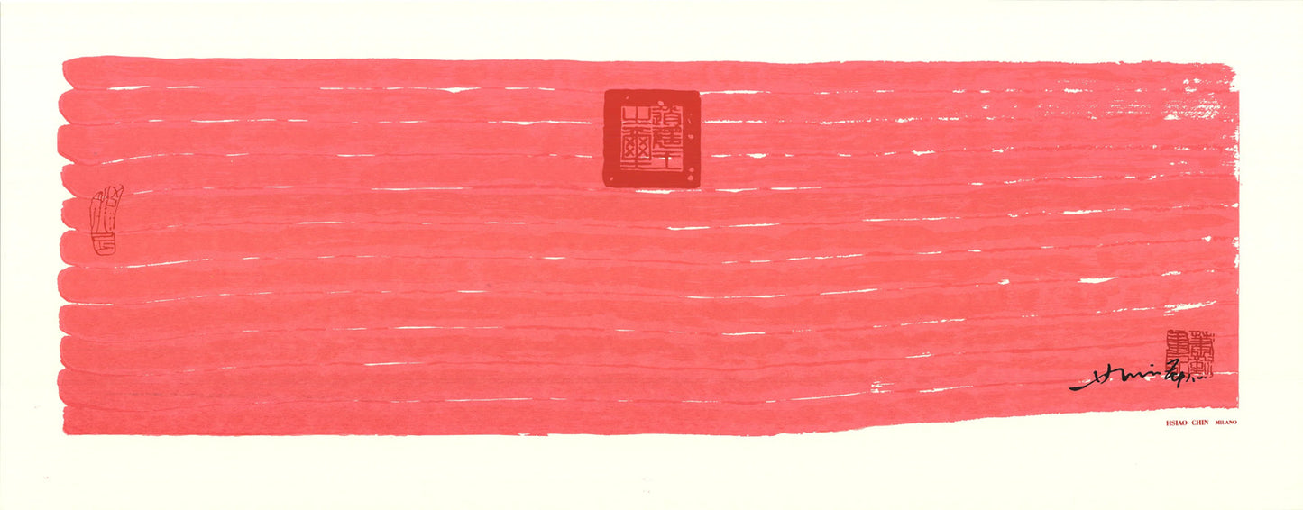 Hsiao Chin Untitled (Red) " Lithograph Abstract Expressionism