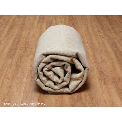 8'1"X15'10" White Plain Design Lori Buft All Wool Hand Knotted Runner Rug
