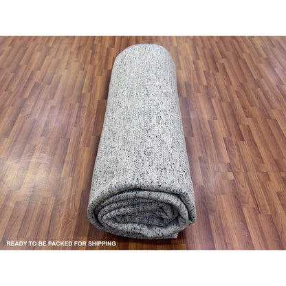 10'X13'10" Vintage Gray Undyed Wool Grass Hand Knotted Oriental Rug