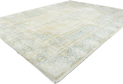 Handmade Muted Floral Distressed Oriental Rug