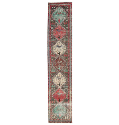 Vintage Oriental Runner Rug Tribal Farmho Hallway