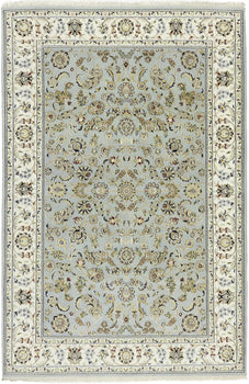 6X8 Allover Floral Design Handmade Indo-Nain Oriental Rug Dining Room Carpet