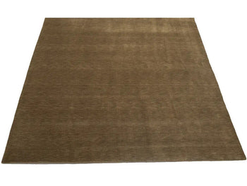 Solid Brown Hand-Loomed 8X8 Gabbeh Wool Rug