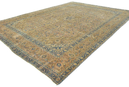 Hand-Knotted Distressed Vintage 9X12 Ft