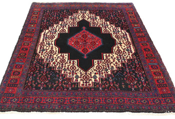 Geometric Design Hand-Knotted 4X5 ft Rare Vintage