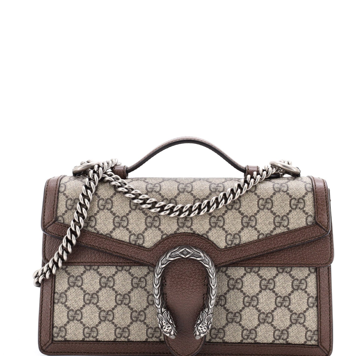 Gucci Dionysus Top Handle Chain Bag Gg Coated Canvas Small