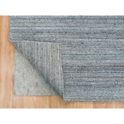 10'1"X10'1"Gray Wool Hand Loomed Modern Striae Design Square Oriental Rug