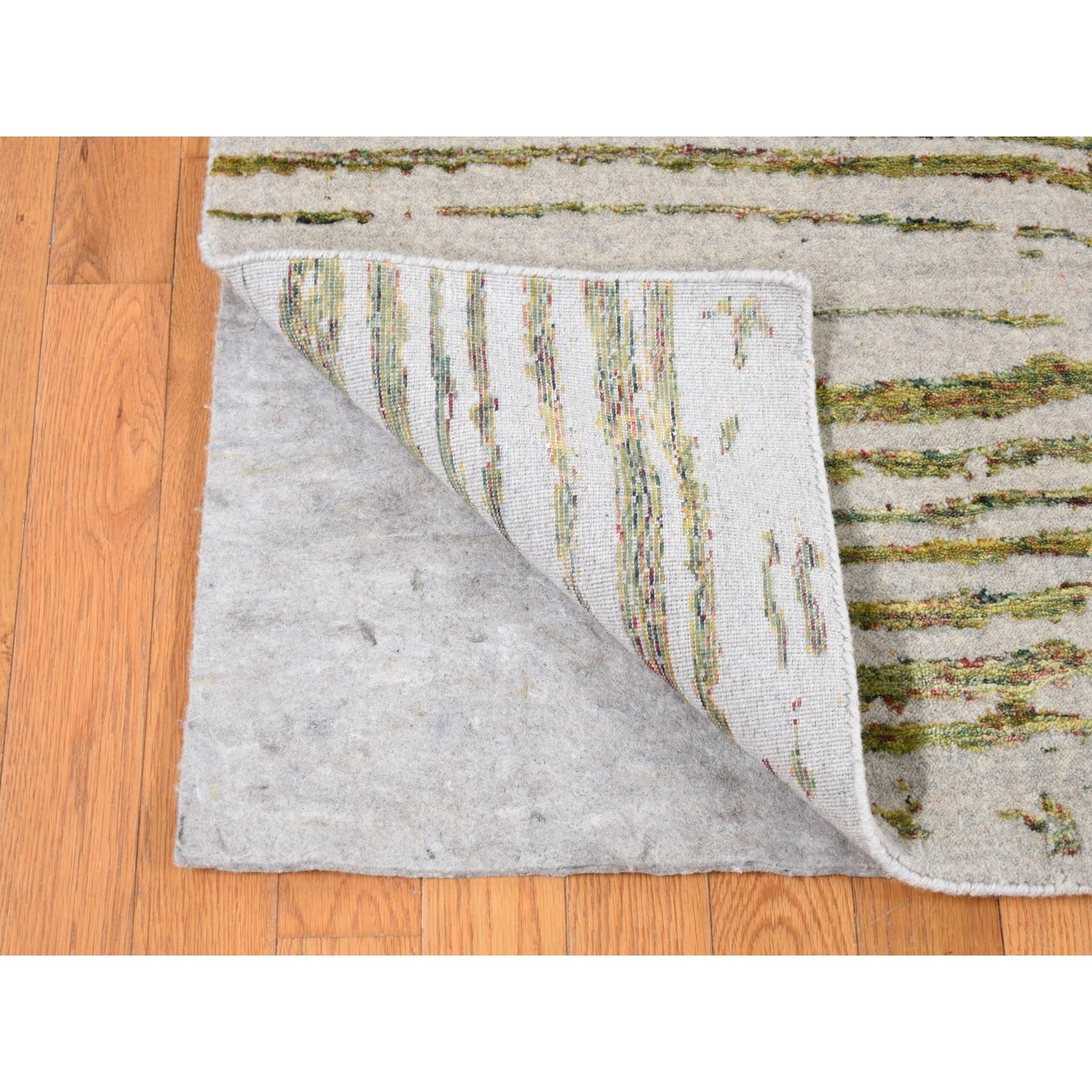 9'2"X11'8" Gray Jacquard Hand Loomed Modern Wool/Silk Hand Knotted Rug