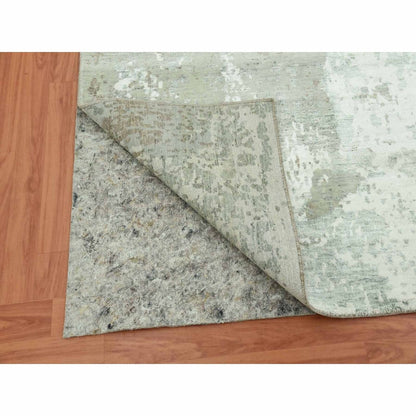8'X10' White Hand Knotted Galaxy Abstract Design Wool And Silk Rug