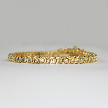 14K Yellow Gold Diamond Tennis Bracelet 2.00Ct