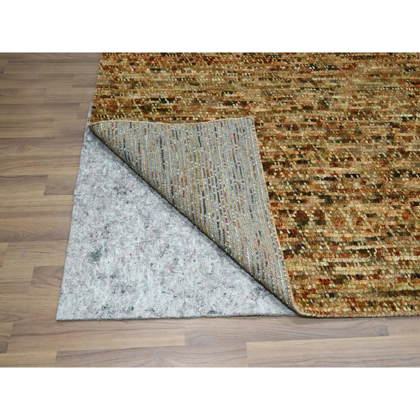 9'4"X12'1" Honey Brown Hand Knotted Rug Organic Wool Grass Design Oriental