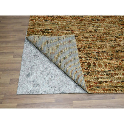 9'4"X12'1" Honey Brown Hand Knotted Rug Organic Wool Grass Design Oriental
