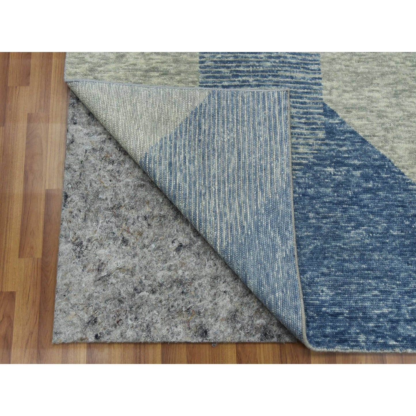10'X14' Green Wool Hand Knotted Geometric Art Deco Collection Rug