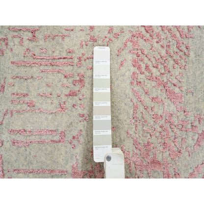 10'X14' Rose Pink Wool And Art Silk Jacquard Hand Loomed Rug